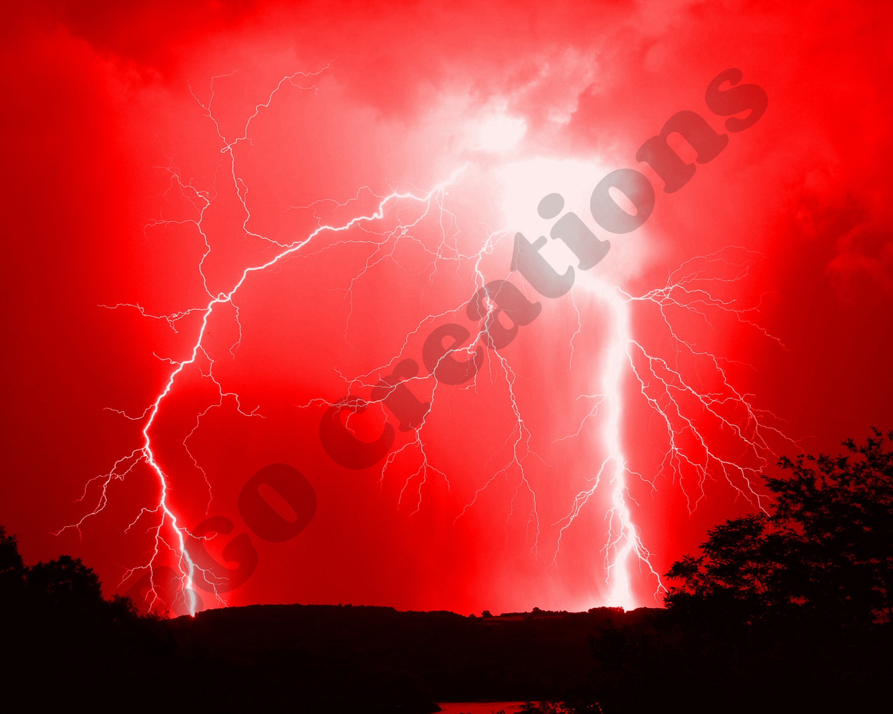 Red Lightning Digital Paper, Includes 2 Red Lightning 20 X 16 PNG