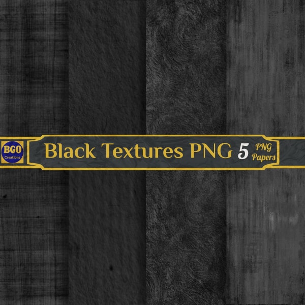 Nahtlose Distressed Black Textures PNG Digital Paper Pack, 5 PNG Sublimationshintergründe Texturpapiere, Schwarze Hintergründe, Kommerzielle Nutzung