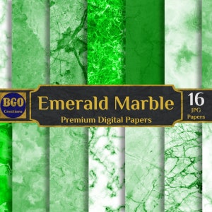 Emerald Green Marble Digital Paper Pack, 16 Realistic Marble Texture Papers, Stone Backgrounds, Marbled Paper, Sublimation Backgrounds