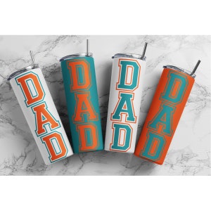 Papa Tumbler Wrap, 4 Designs Vatertag 20oz Skinny Tumbler Sublimation Designs, kommerzielle Nutzung, Fußball Tumbler Wraps, Aqua & Orange