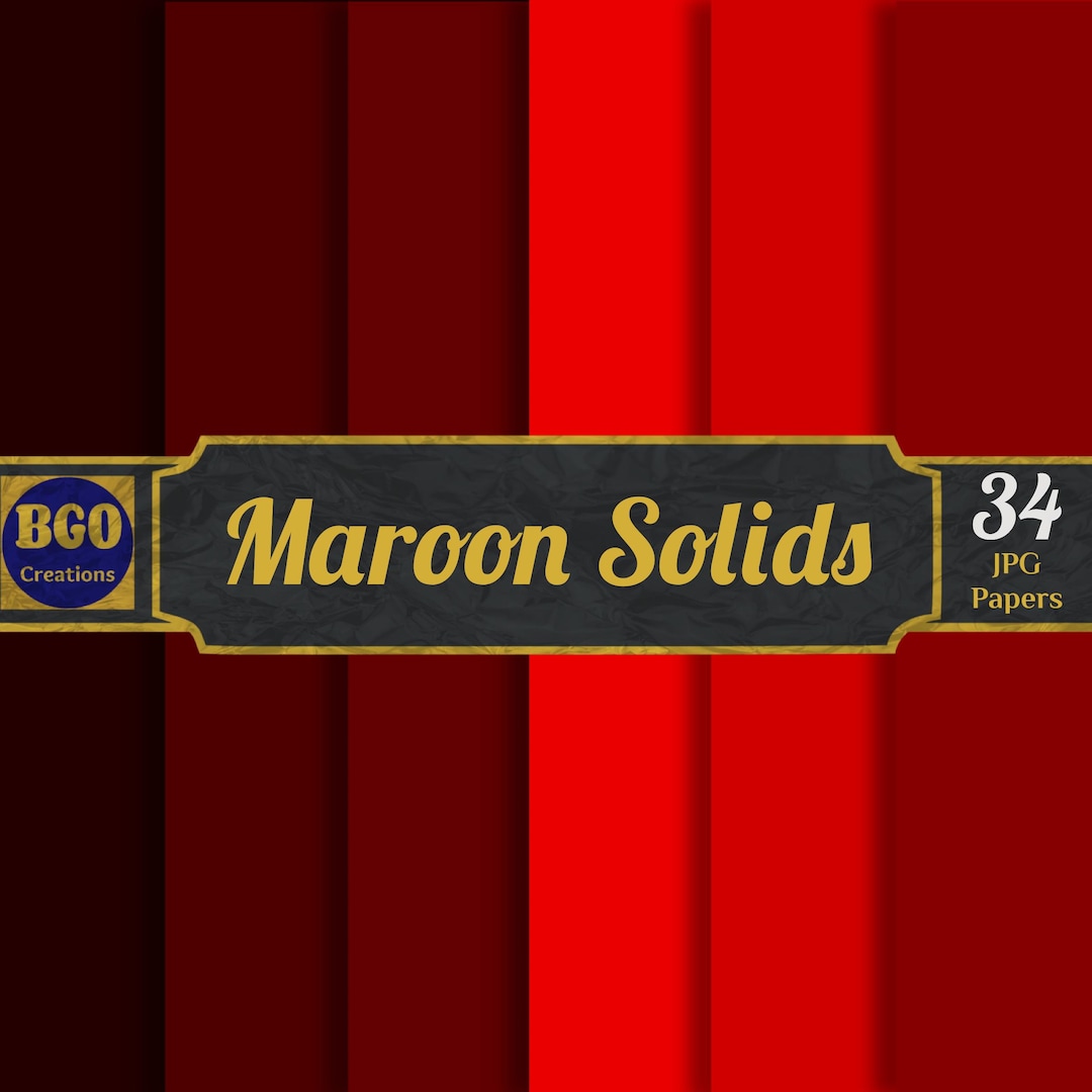 Maroon Digital Paper Pack, 34 Shades of Maroon Plain Solid Colors ...