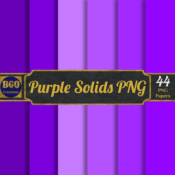 44 Purple Solids PNG Digital Paper Pack, PNG Sublimation Background Plain Solid Papers, Purple Backgrounds, Commercial Use