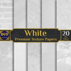 Lot de 20 papiers numériques blancs vieillis nuances de blanc, 20 papiers de scrapbooking vintage de différentes textures, arrière-plans blanc sublimation grunge