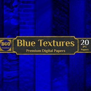 Deep Blue Digital Paper Pack, 20 Distressed Blue, Various Textures Scrapbooking Papers, Printable Sublimation Grunge Blue Backgrounds