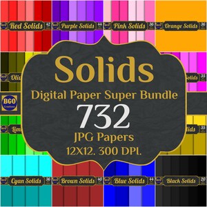 732 colori semplici e pieni di carta digitale Super Bundle, carte arcobaleno senza soluzione di continuità stampabili, album di ritagli, sfondi per sublimazione