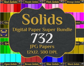 732 Plain Solid Colors Digital Paper Super Bundle, Printable Rainbow Seamless Papers, journal scrapbook, Sublimation Backgrounds