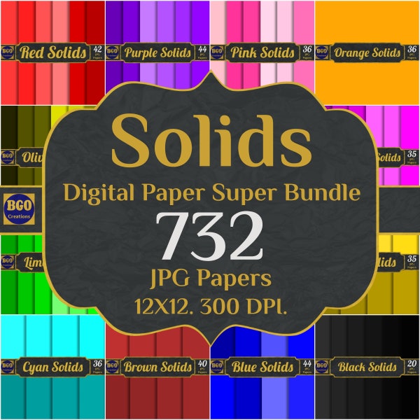 732 Plain Solid Colors Digital Paper Super Bundle, Printable Rainbow Seamless Papers, journal scrapbook, Sublimation Backgrounds