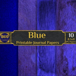 Texture blu, pagine di diario spazzatura stampabili, kit diario spazzatura, 10 sfondi blu stampabili, documenti digitali, oggetti effimeri di Scrapbooking