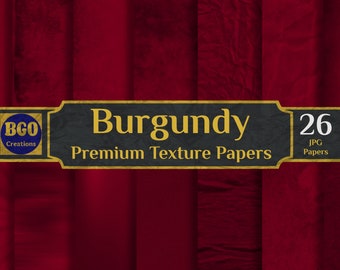 Distressed Burgundy Digital Paper Pack, 26 Burgundy Textures Vintage Scrapbooking Papers, Maroon Shades Sublimation Grunge Backgrounds