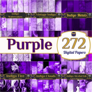 Purple Digital Paper Bundle, 272 JPG Papers, Purple Textures, Solids, Printable Sublimation Background, Commercial Use Instant Download Link