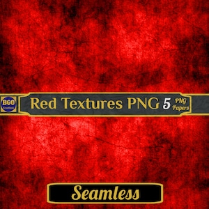 Paquete de papel digital PNG con texturas desgastadas en rojo sin costuras, 5 papeles de fondo PNG para sublimación, fondos rojos, uso comercial