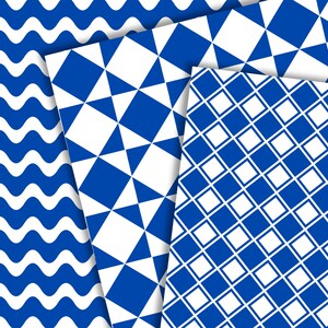 Essential Blue Patterns, 58 Seamless Cobalt Digital Papers, 12in X 12in ...