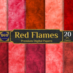 Red Flames Digital Paper Pack, 20 Fire Textured Printable Sublimation Background Patterns, Commercial use, Scrapbooking