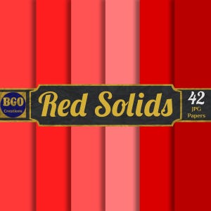 Red Digital Paper Pack, 42 Shades of Red Plain Solid Colors, Printable Sublimation Background Patterns, Commercial use, Scrapbooking