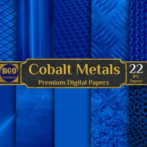 22 Digitales Papier mit Kobaltmetallen, Digitales Papier aus Messing, gebürstetes Metall, metallische Texturen, blaue Hintergrundmuster - SOFORTIGER DOWNLOAD