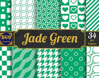 Jade Green Digital Paper Pack, Shades of Green Backgrounds, 34 Seamless Papers, Commercial Use, Sublimation Designs, INSTANT DOWNLOAD