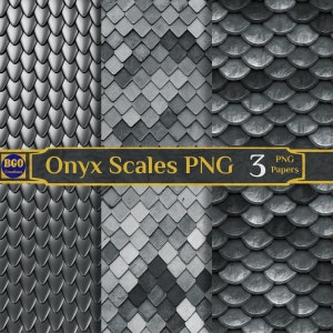 Pacote de papel digital Onyx Scales, 3 papéis de textura de fundo fotográfico, fundos de sublimação PNG Black Dragon Scales, escamas de sereia