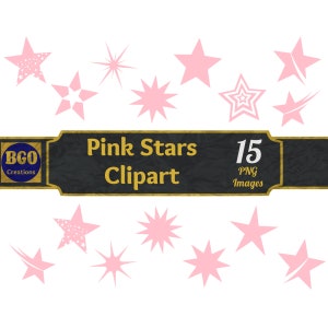 Pink Stars PNG bundle, 15 Star images, Printable Stars clipart, Stars clip art, Pink Stars , Commercial use