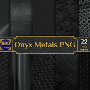 Puede incluir: Un conjunto de 22 texturas metálicas negras y grises en formato PNG. Las texturas incluyen varios patrones, como metal cepillado, placa de diamante y malla.