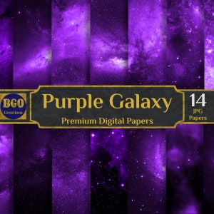 Purple Galaxy stars digital papers, 14 Space Backgrounds, Watercolor Galaxy, Cosmic Paper, Starry Night Sky, Planets Paper, Stardust Paper
