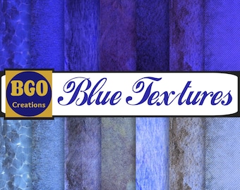 Papel digital con texturas en azul brillante, paquete de papel en tonos azules, 20 papeles desgastados para álbumes de recortes vintage, fondos grunge para sublimación