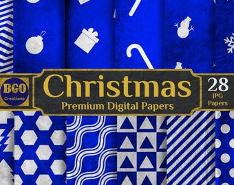 Christmas Digital Paper Pack, 28 Elegant Christmas Papers bundle, Printable Digital Backgrounds, Distressed Textures
