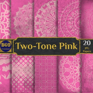 Distressed Hot Pink Digital Paper Pack, 20 Ornate Hot Pink & Pink Textures Sublimation Background Patterns, Commercial use, Scrapbooking