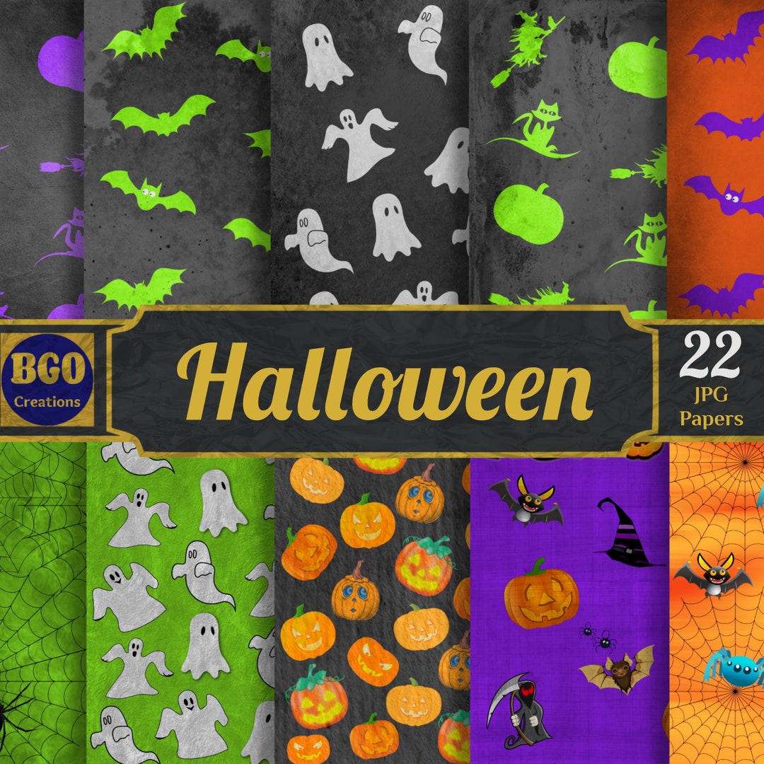 Halloween Digital Paper Pack 22 Halloween Papers, Digital Backgrounds