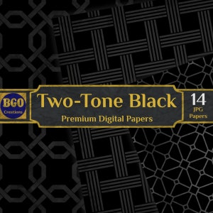 Distressed Black Digital Paper Pack, 14 Ornate Two Tone Black Textures Scrapbooking Papers, Black Sublimation Backgrounds, Commercial use