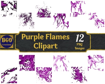 Imágenes prediseñadas de llamas moradas, 12 imágenes prediseñadas de fuego, superposiciones de fotografía, superposiciones de fotos de chispas de fuego, fotos de hogueras, fondos transparentes PNG brillantes