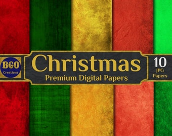 Christmas Digital Paper Pack, 10 Textured Christmas Papers bundle Printable Sublimation Backgrounds, Commercial use, Scrapbooking