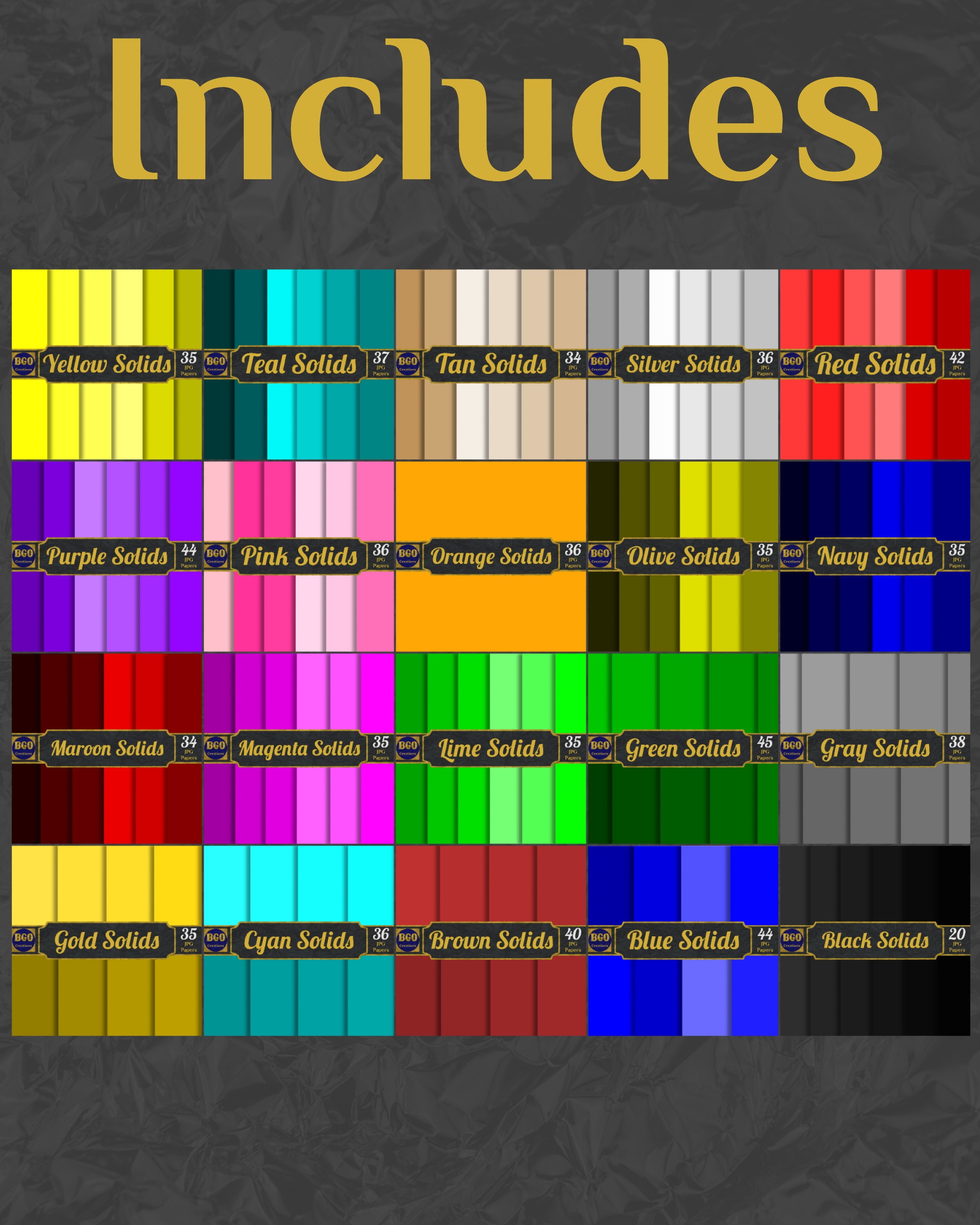 Solid Color Versions 732 Plain Solid Colors Digital Paper Super Bundle, Printable Rainbow ...