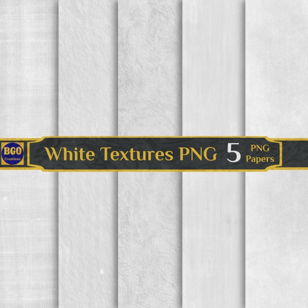 Seamless Distressed White Textures PNG Digital Paper Pack, 5 PNG Sublimation Backgrounds Texture Papers, White Backgrounds, Commercial Use