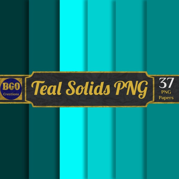 37 Teal Solids PNG Digital Paper Pack, PNG Sublimation Background Plain Solid Papers, Teal Backgrounds, Commercial Use