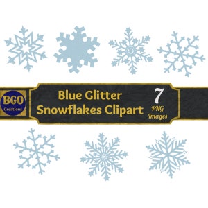 Blue Glitter Snowflake PNG bundle, 7 Snowflake images, Printable Snowflake clip art, Snowflakes clipart, Blue Snowflakes , Commercial use