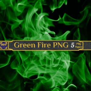Green Fire digitaal papierpakket, 5 fotografie-achtergrondtextuur png-papieren, Smokey Flames png-sublimatieachtergronden, commercieel gebruik