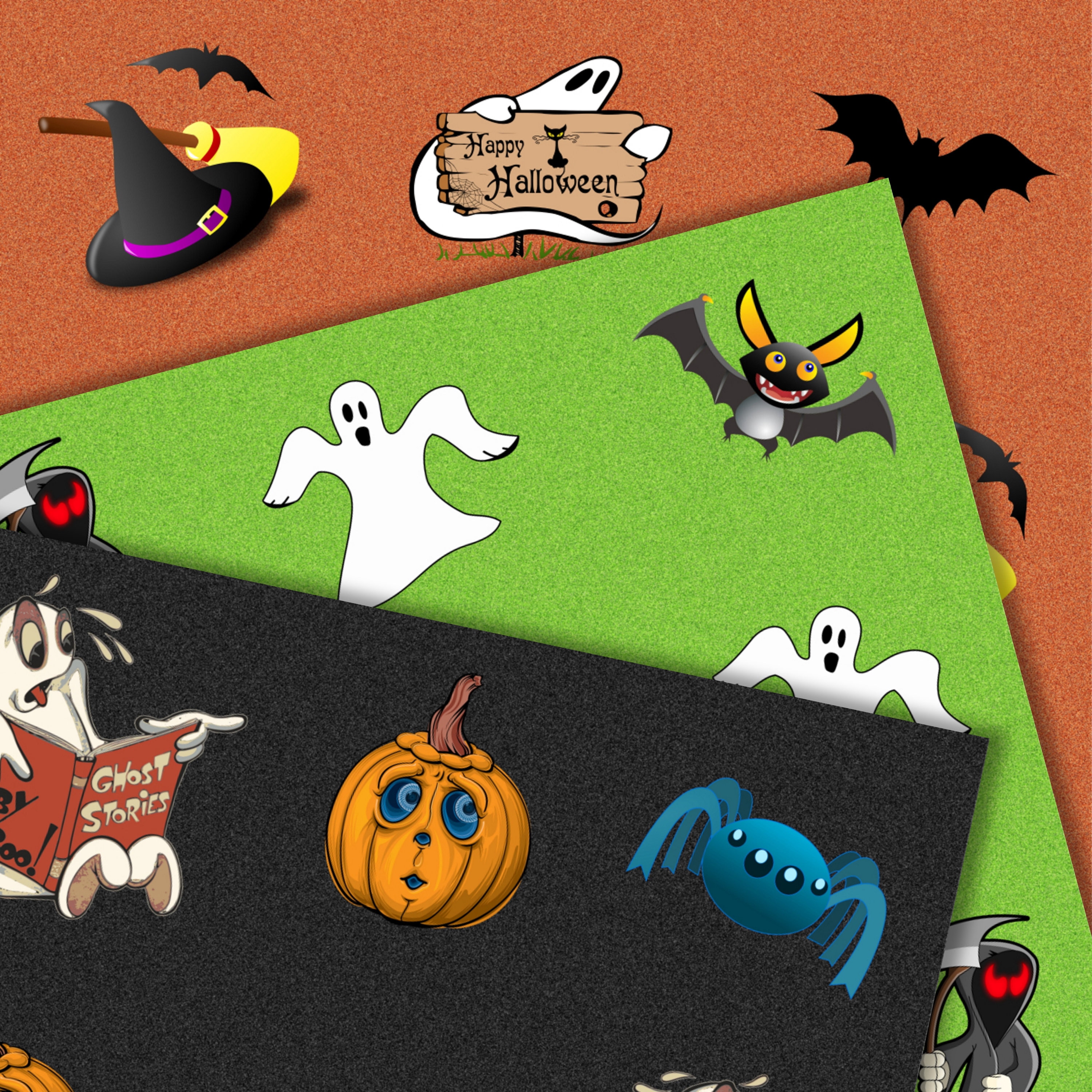 Lot De 50 Feuilles Papier De Soie Halloween - 50x35 Cm - Motifs Festifs (5 Modèles)
