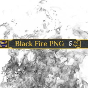 Black Fire Digital Paper, 5 PNG Photography Smoke Background Texture PNG Papers, Black & White Fire PNG Sublimation Backgrounds