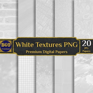 20 papiers numériques PNG blancs effet vieilli, textures de papier aquarelle, arrière-plans imprimables par sublimation, usage commercial, scrapbooking