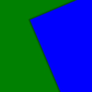 May include: A split background with a bright green color on the left and a bright blue color on the right.