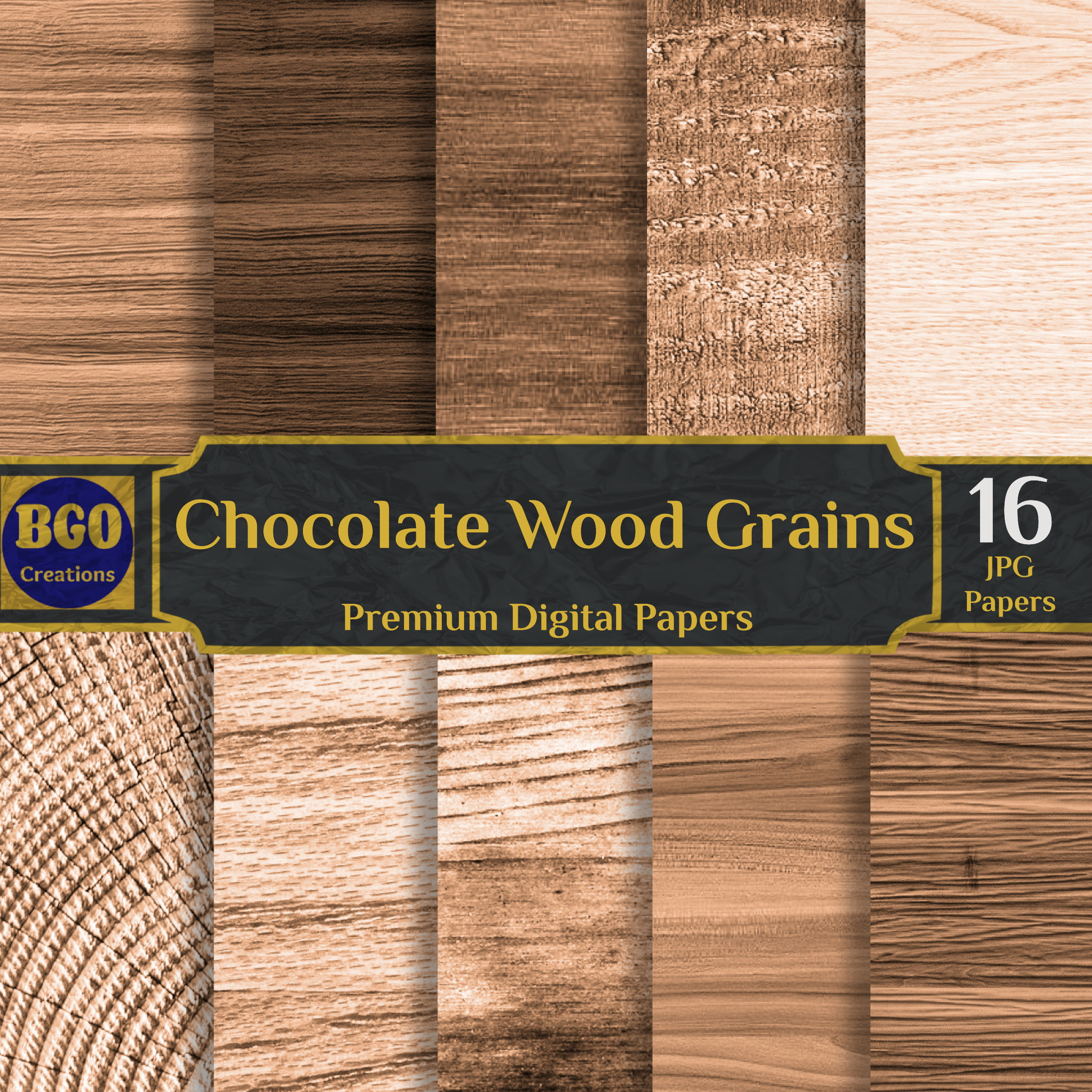 Chocolate Wood Background Digital Papers, 16 Wooden Backgrounds, Rustic ...