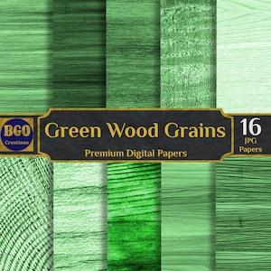 Forest Green Wood Background Digital Papers, 16 houten achtergronden, rustiek hout, noodlijdende houtkorrels, groenboek, kleur houtpapier