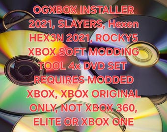 OG XBOX Installer 2021, Slayers, Hexen HEX3N 2021, Rocky5 Xbox Softmodding Tool 4x dvd-pakket: gemodificeerde originele Xbox-console vereist