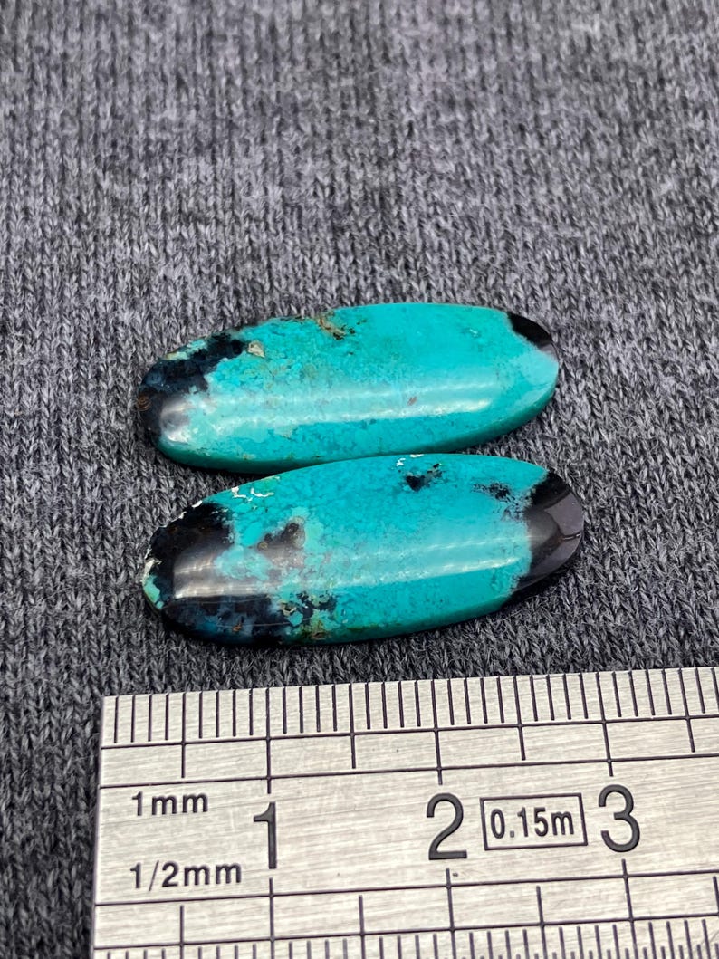 Copper Silica Rocks Pair of Gem Silica (copper-bearing Rock) Cabochons – Oval Shape 28mm ...