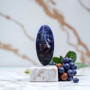 Natürlicher blauer Sodalith-Cabochon – ovale Form 42 mm – 29,93 Karat – Herkunft: Brasilien – einzigartiger handgeschliffener Stein – Ref. SODD1