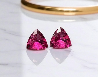 Pair of natural Rubellite Tourmalines – 1.50 ct – Brilliant cut Troídia 6.5 mm – Brazil – Ref. RUBB2