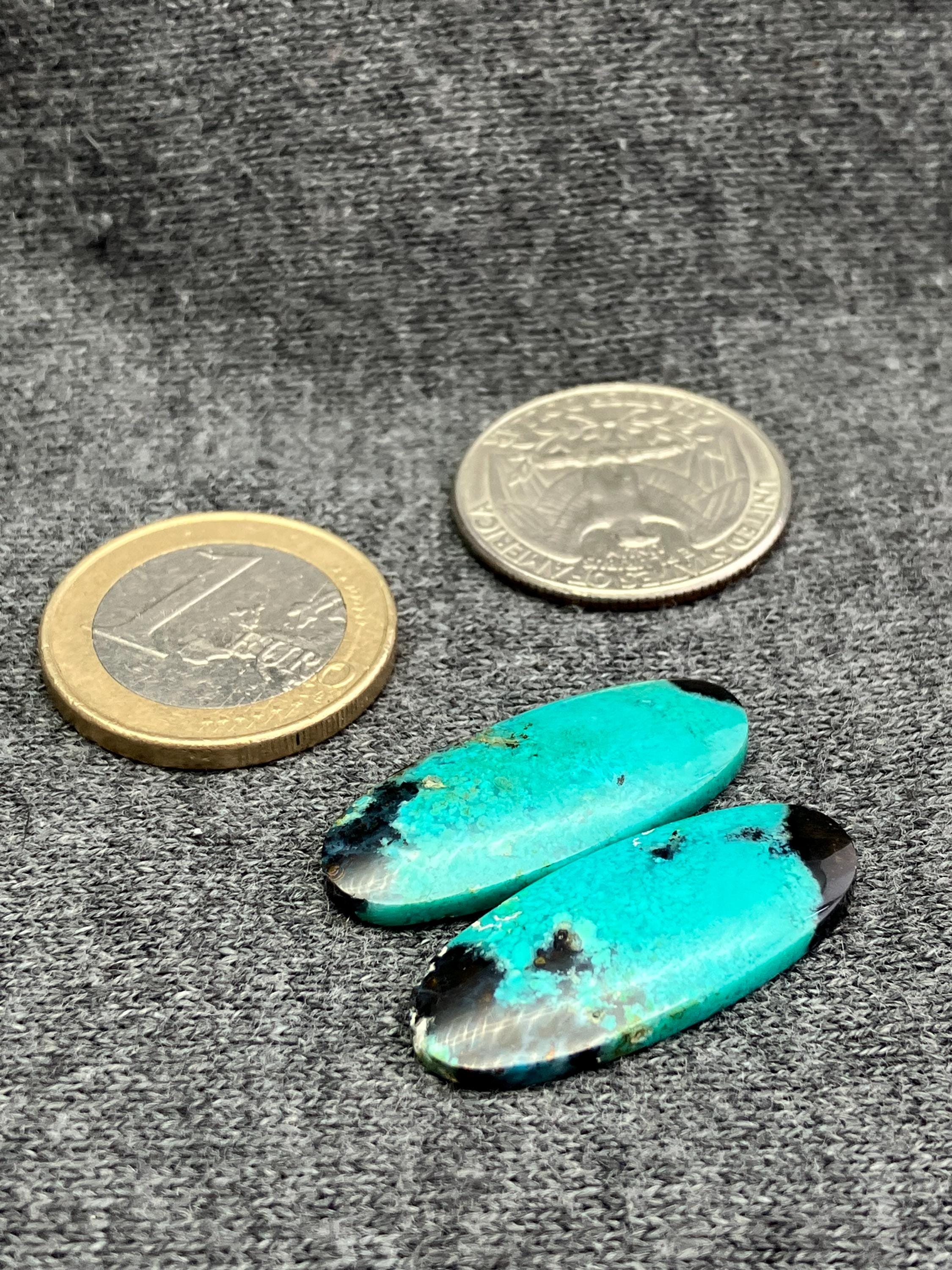 Copper Silica Rocks Pair of Gem Silica (copper-bearing Rock) Cabochons – Oval Shape 28mm ...