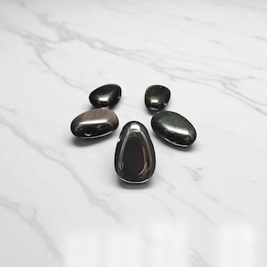 Black Velvet Obsidian Drilled Stone – 25 mm – Origin Mexico or USA – Natural Tumbled & Polished Stone – Ref. OBOB4