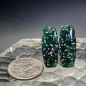 Pair of Natural Drilled Orbicular Green Chalcedony Rectangular Shaped ...