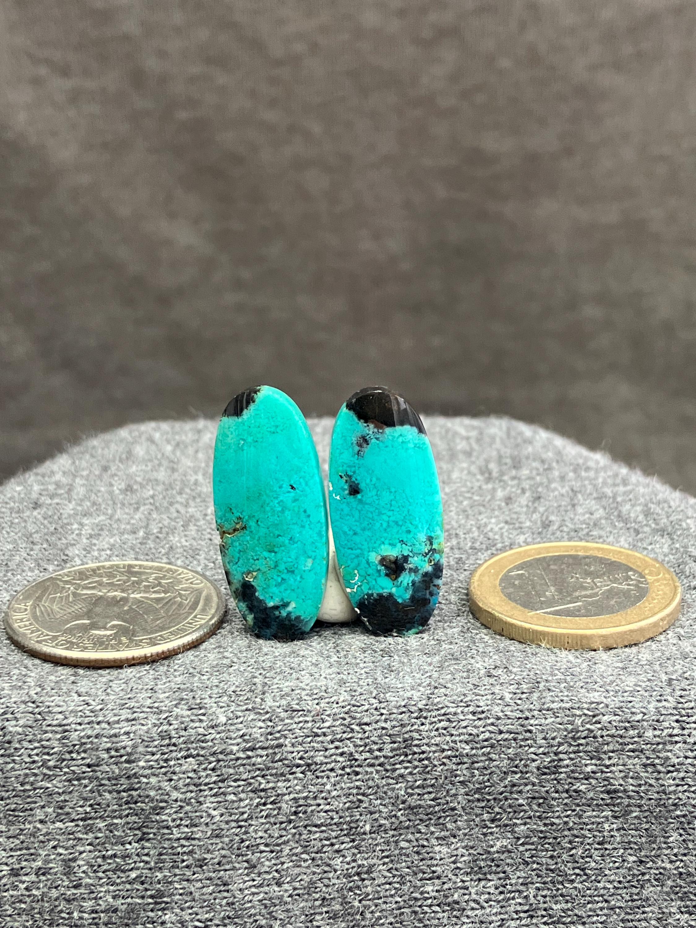 Copper Silica Rocks Pair of Gem Silica (copper-bearing Rock) Cabochons – Oval Shape 28mm ...